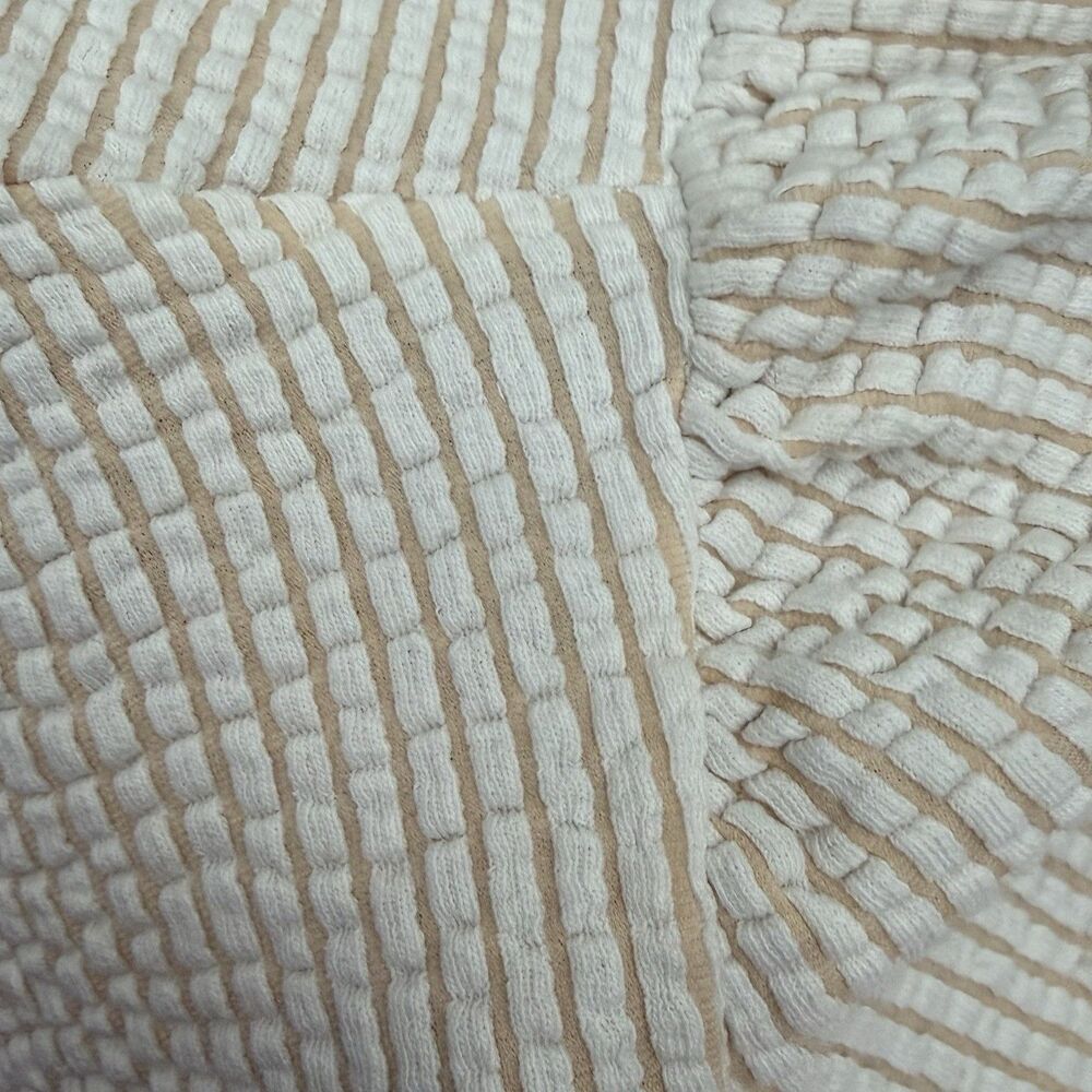 Ophelia Roe Cream Tan Texture Stripe Boho Top Size 2X Puff Sleeve - Picture 5 of 5